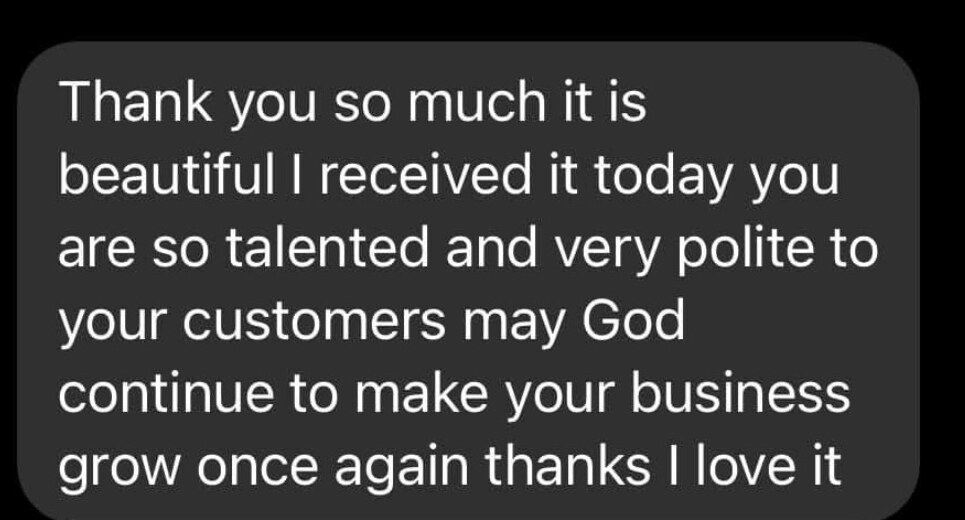 Family review thanking Saint Jude for a beautiful tribute, talent, and polite customer service.